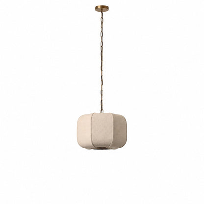 Loomis Tall Pendant – Textured Linen Shade Aged Brass Pendant for Dining Room and Kitchen