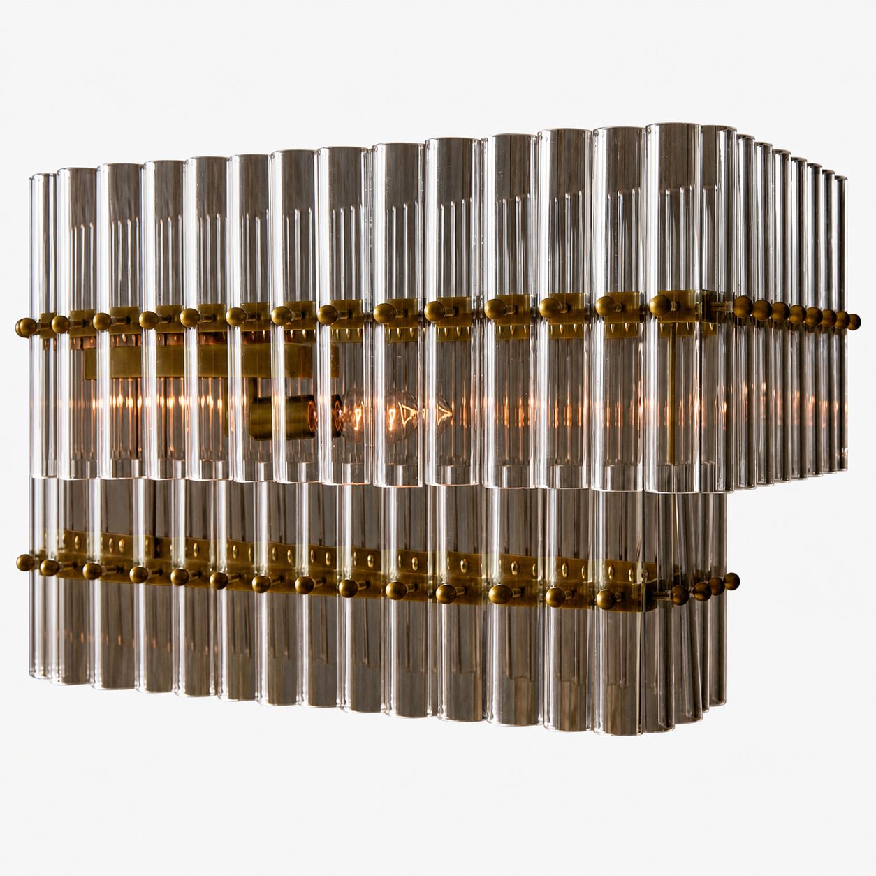 Lumora Kristall-Pendelleuchte – Elegantes Trommelmessing und geschliffenes Glas