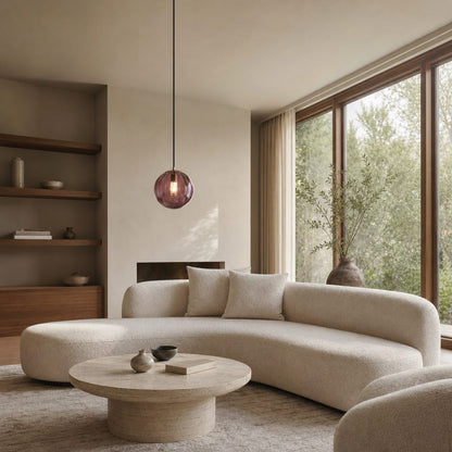 Lunorie Iron Metal Glass Globe Pendant Light – Sculpted Adjustable Pendant for Dining Spaces