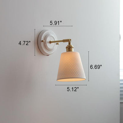 Japanische Vintage Wandlampe aus Keramik und Messing mit 1 Leuchte