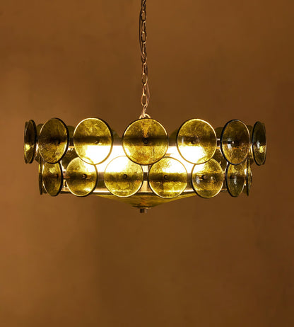 Lorenzo Halo Disc Vintage‑Modern Chandelier – Dining Room Statement Light