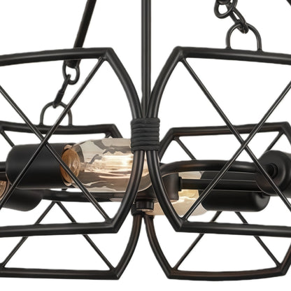 FerraLoft Geometric Cage Metal Pendant Light - Industrial Hanging Fixture for Kitchen Island