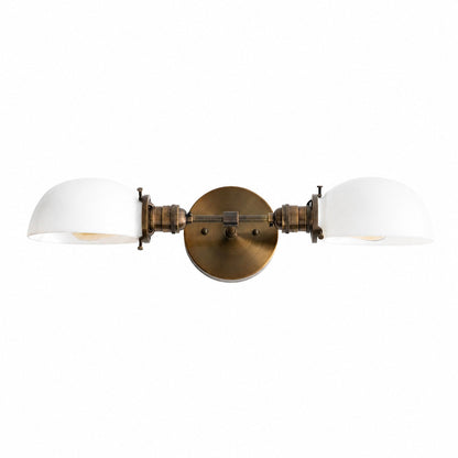 Ornato Luxe Mid-Century Vanity Light - Brass Bathroom Fixture with Opal Glass