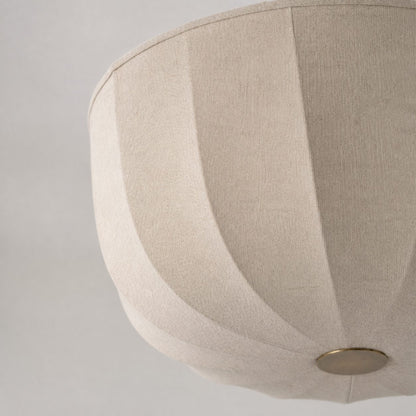 Loomis Flush Ceiling Lamp – Textured Linen Shade and Aged Brass Modern Ceiling Light for Living Rooms