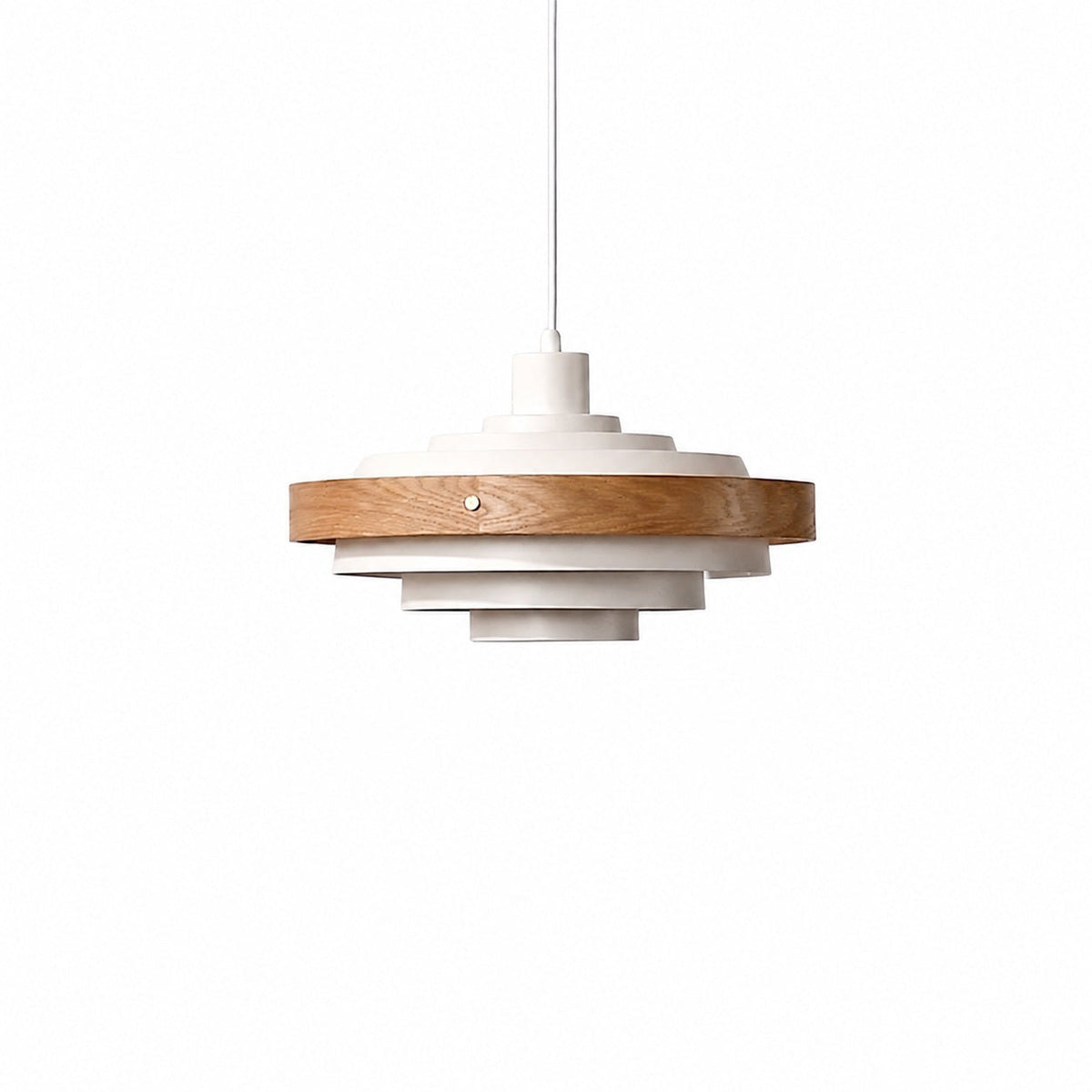 Layervelle Contemporary Tiered Pendant Light – Sculptural Wood and Metal Hanging Lamp for Living Spaces