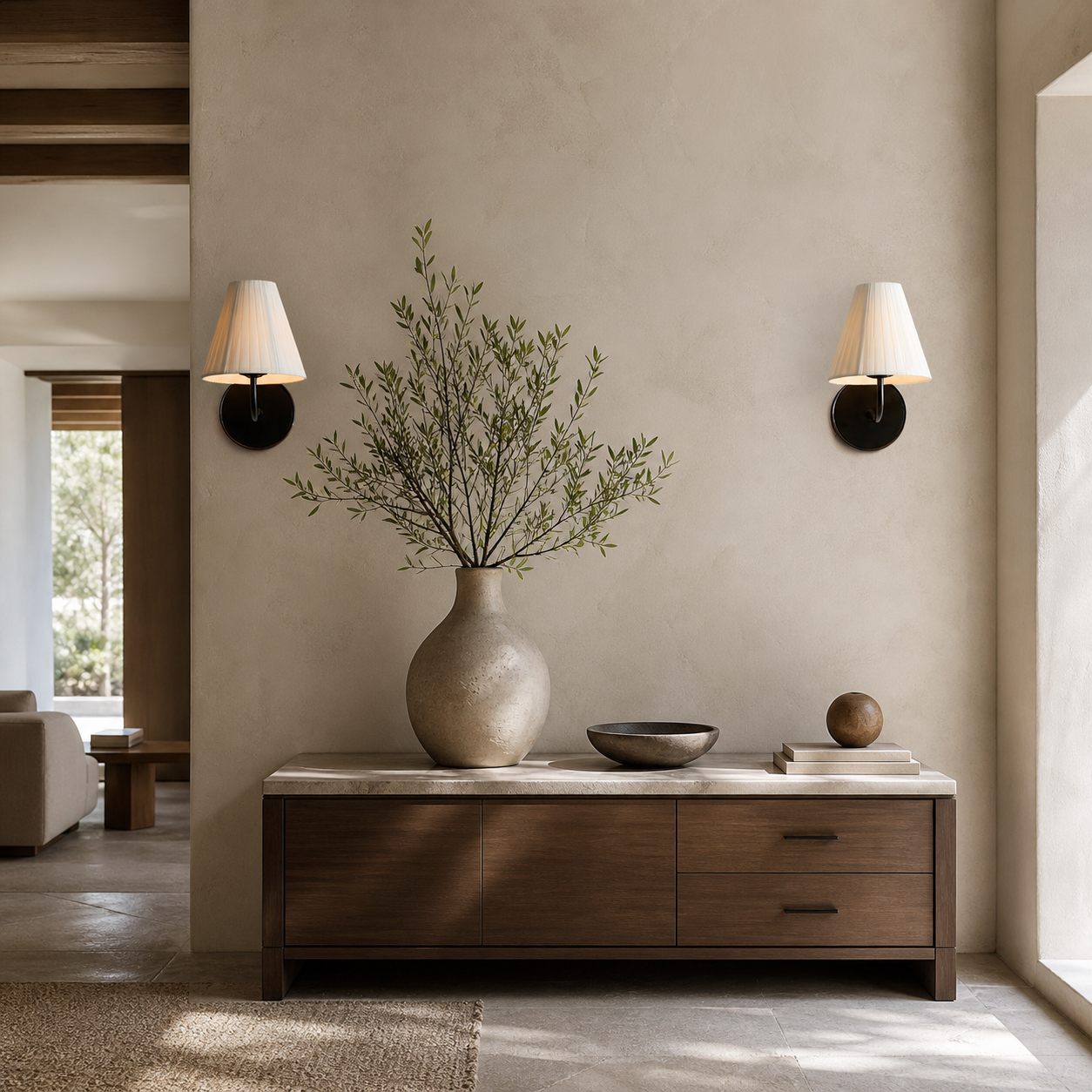 Fibura Zeitlose Wandleuchte mit Leinen Schirm - Minimalistisches Design für stilvolle Innenräume