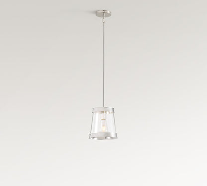 Driscoll Glass Drum Pendant Light - Contemporary Brass Hanging Lamp