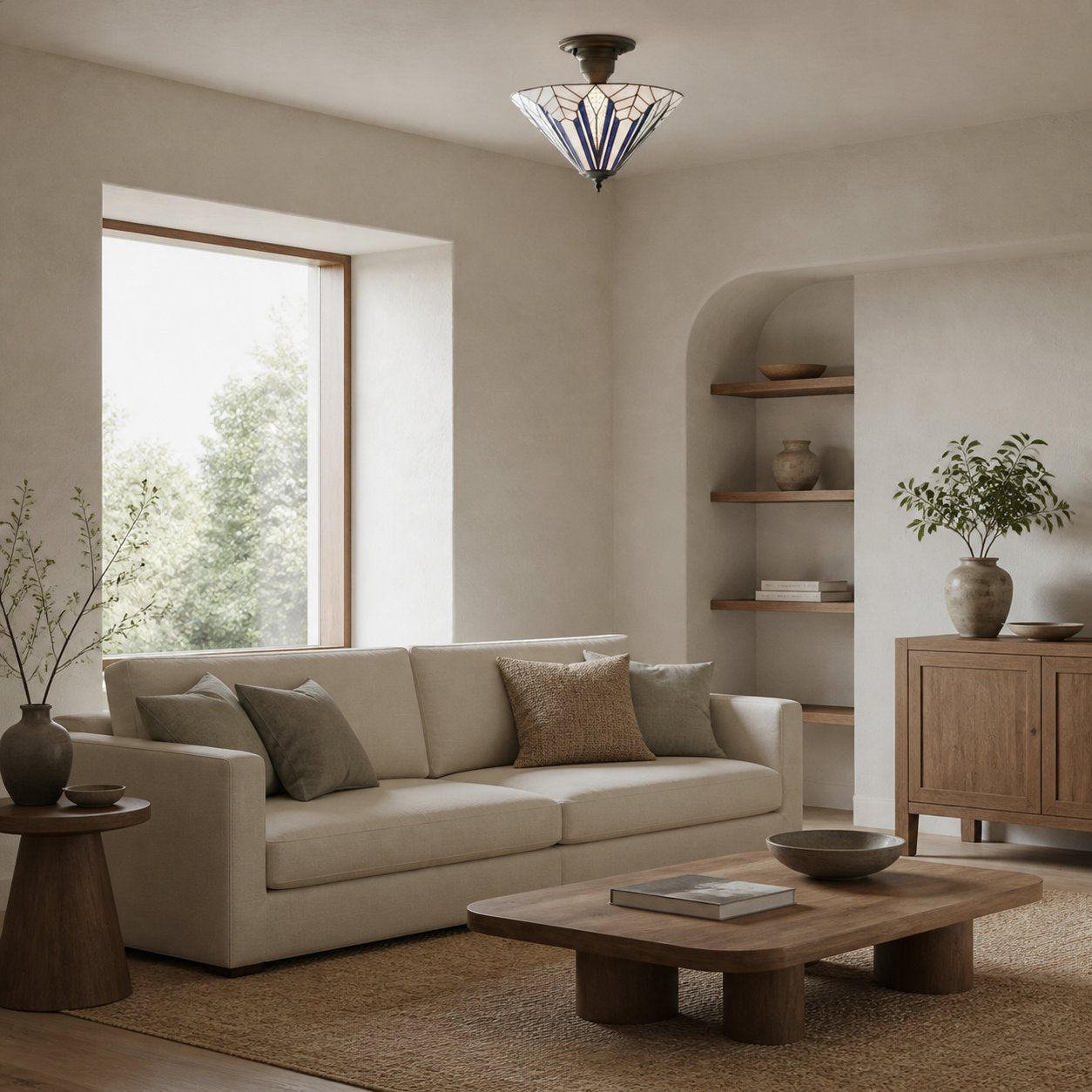 TF Astoria Dekorative Buntglas-Deckenleuchte – Art-Deco-Deckenleuchte für Eingangsbereiche und Lounges