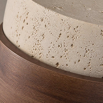 Stonel Contemporary Travertine Cylinder Pendant Lamp with Wood Frame U14