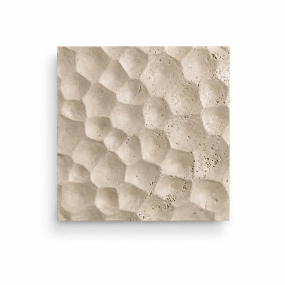 Ivory travertine carved square wall sconce with warm LED backlight