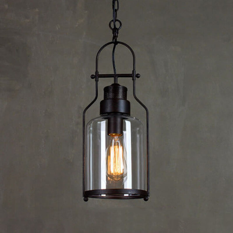 Industrial Vintage Metall Glas Pendelleuchte
