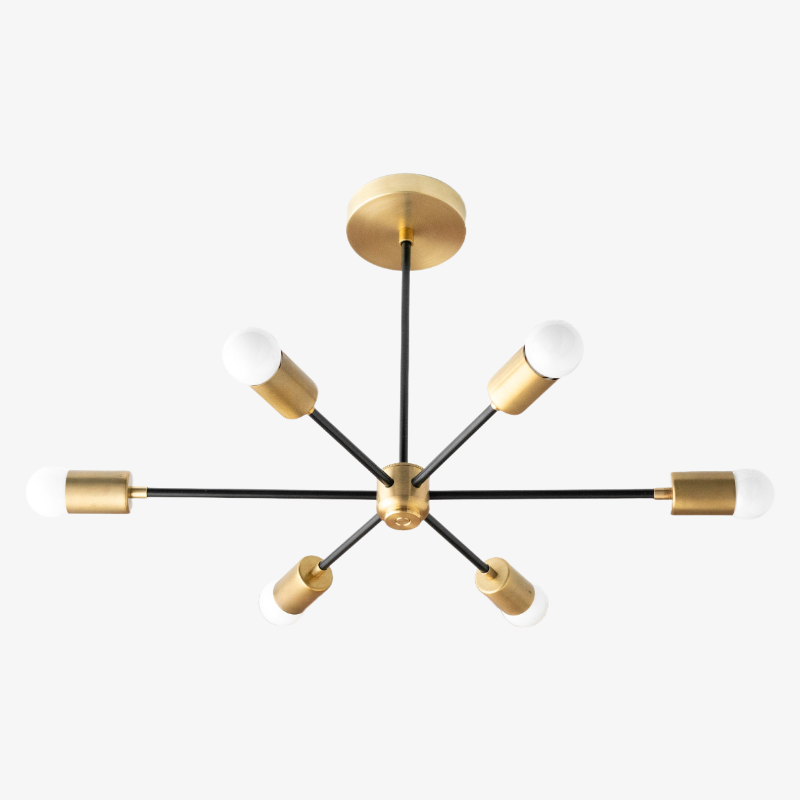 Mobilux Line Mid Century Modern Chandelier - 6 Heads Hanging Ceiling Light