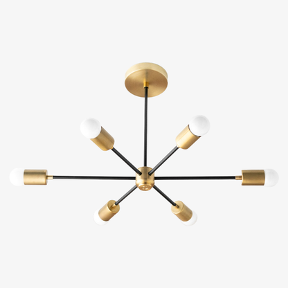 Mobilux Line Mid Century Modern Chandelier - 6 Heads Hanging Ceiling Light