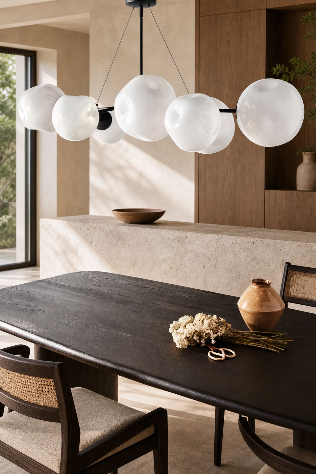 Pawrior Mehrköpfiger Kugel-Kronleuchter aus organischem Glas – Modernes Zweiglicht im Wolkendesign