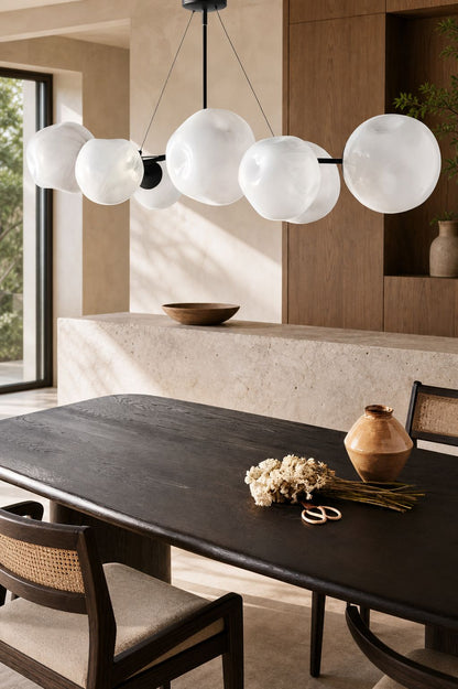 Pawrior Mehrköpfiger Kugel-Kronleuchter aus organischem Glas – Modernes Zweiglicht im Wolkendesign