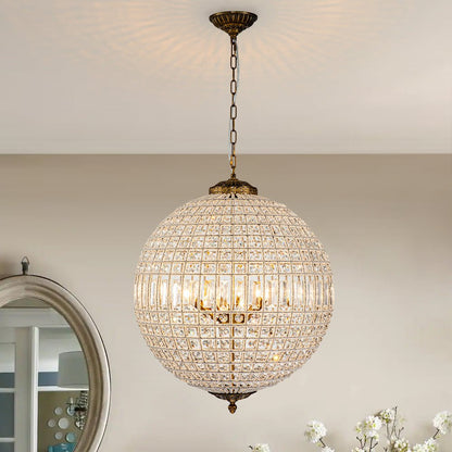 Luxuriöse Vintage Kristall Kugel Pendelleuchte