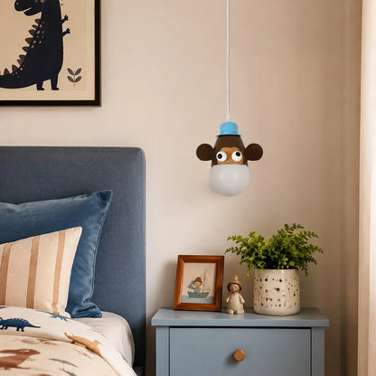 Monkey animal pendant light installed