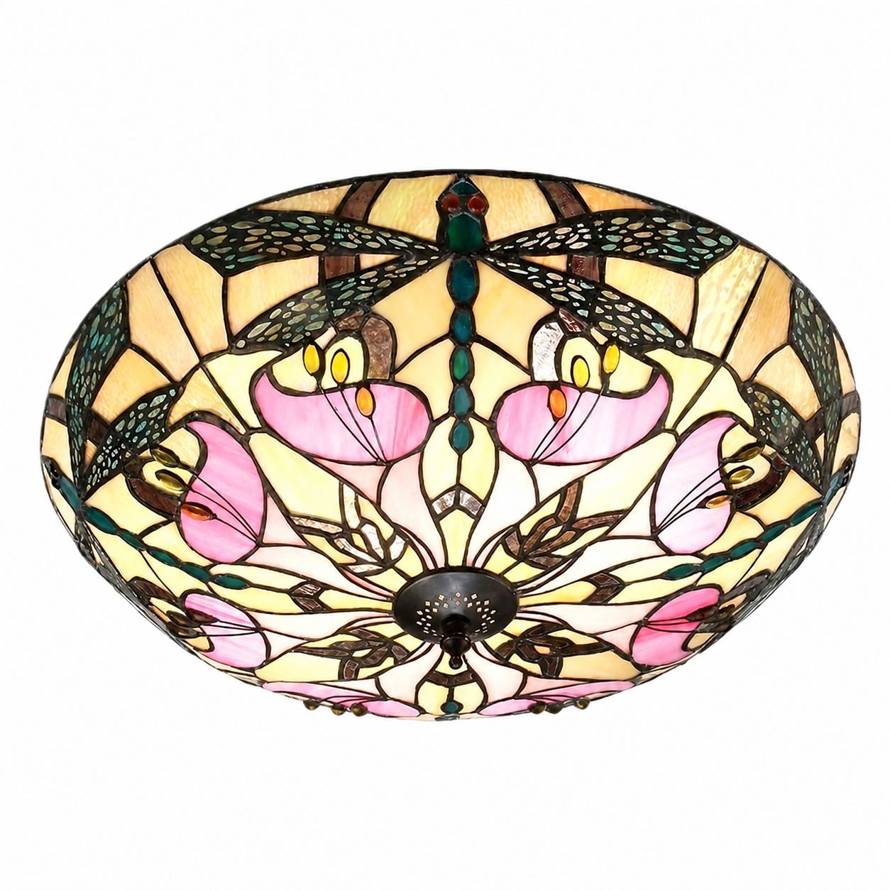 TF Ashton Tiffany Libellenmotiv Tiffany Glas-Aufbauleuchte - Übergangsstil für Schlafzimmer und Wohnzimmer