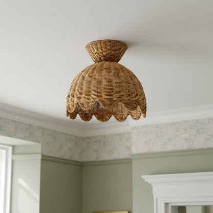 Rattalia Ceiling Light - Sculptural Flower Design in Natural Style for Kitchen Island