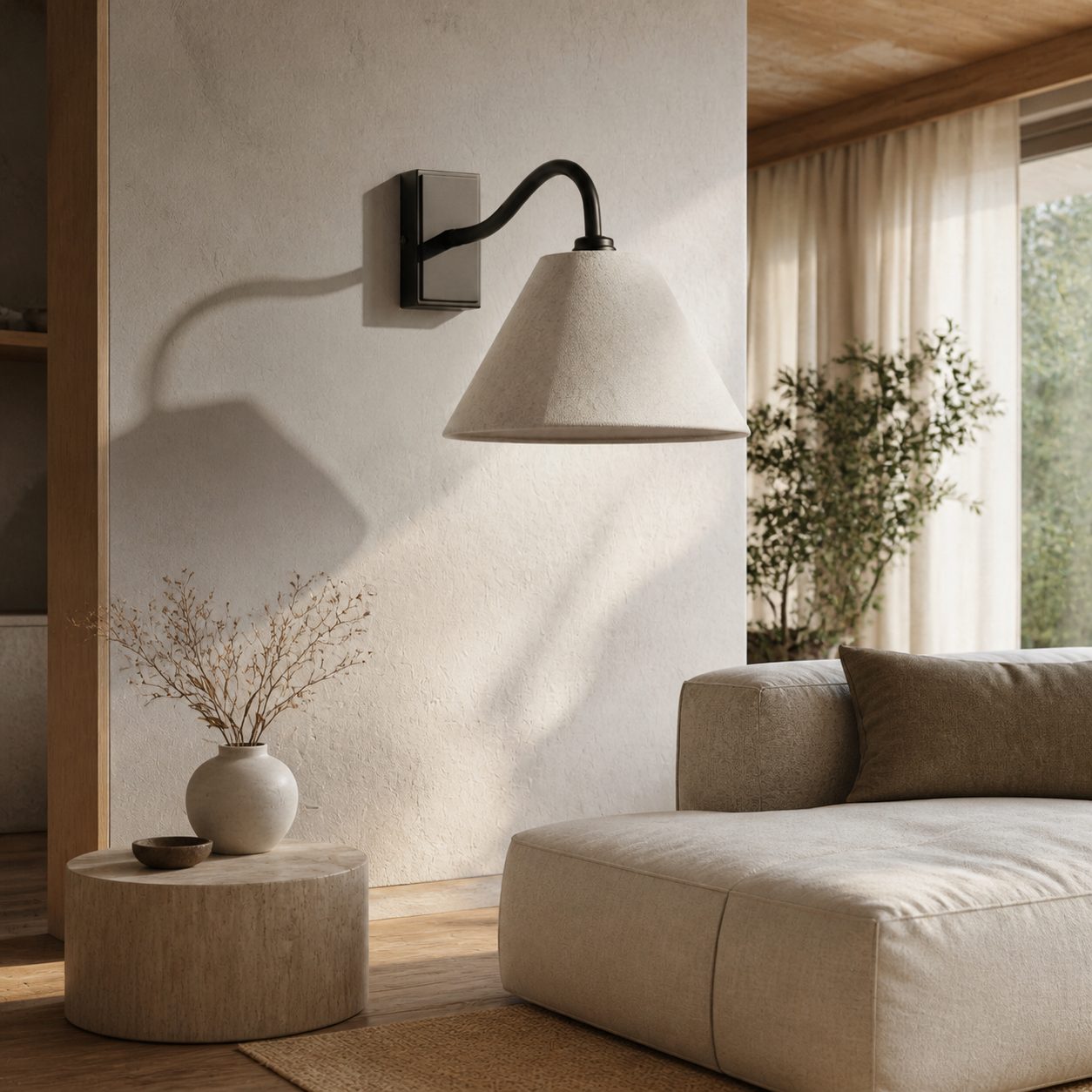 Lumweve Wandleuchte – Elegante Wandleuchte mit plissiertem Schirm für Flur und Arbeitszimmer