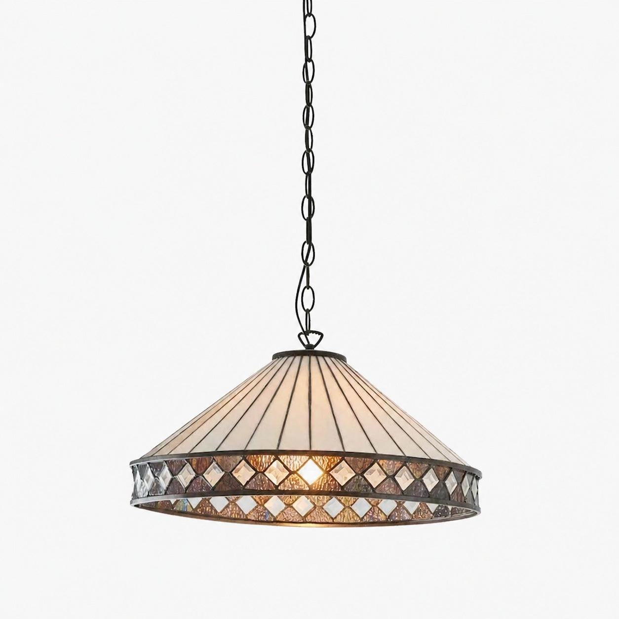 TF Fargo Pendant Light - Tiffany Style Lighting with an Art Deco Shade and Adjustable Chain