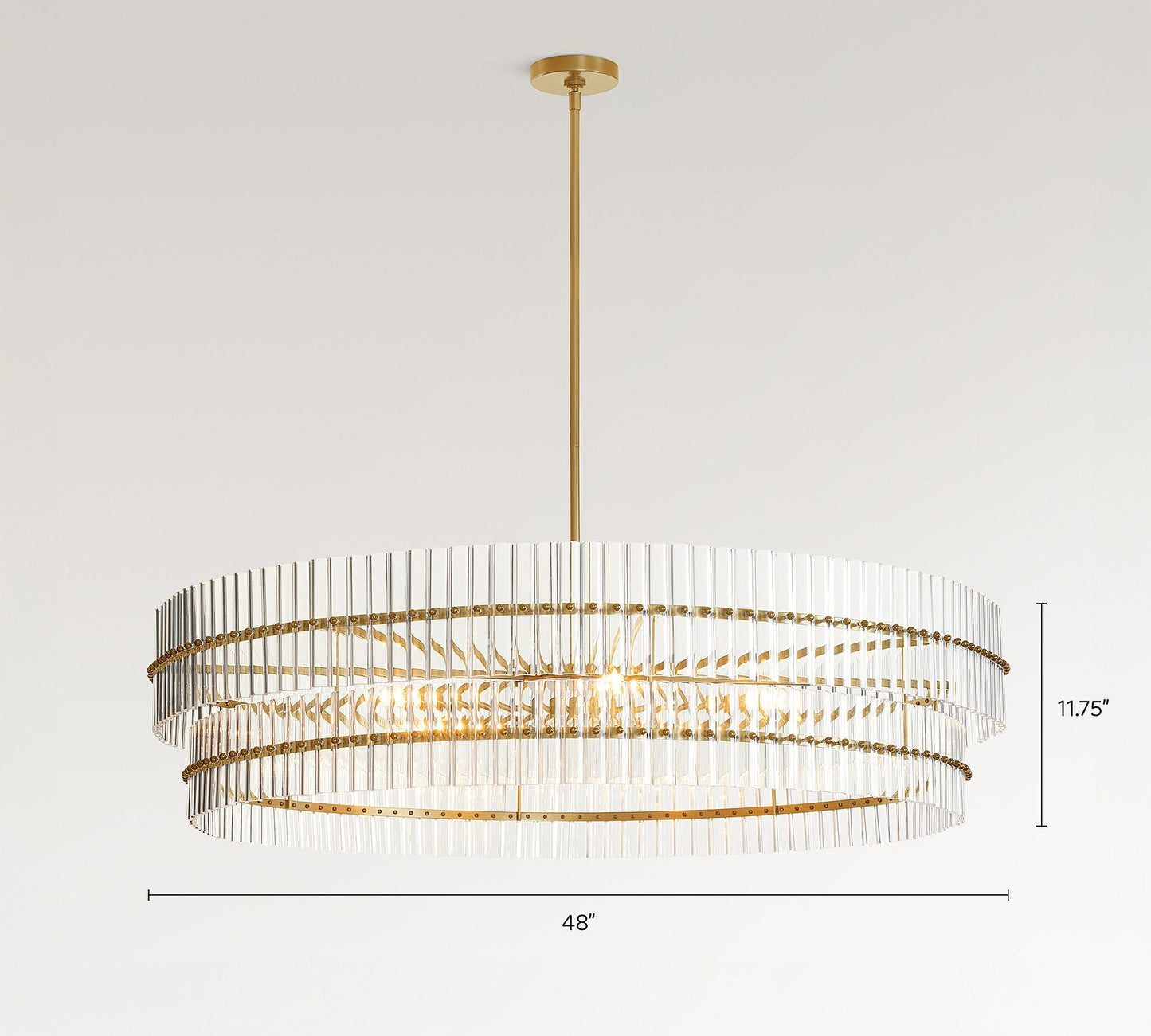 Lumora Kristall-Pendelleuchte – Elegantes Trommelmessing und geschliffenes Glas