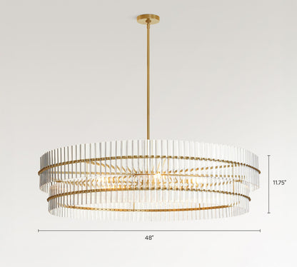 Lumora Kristall-Pendelleuchte – Elegantes Trommelmessing und geschliffenes Glas