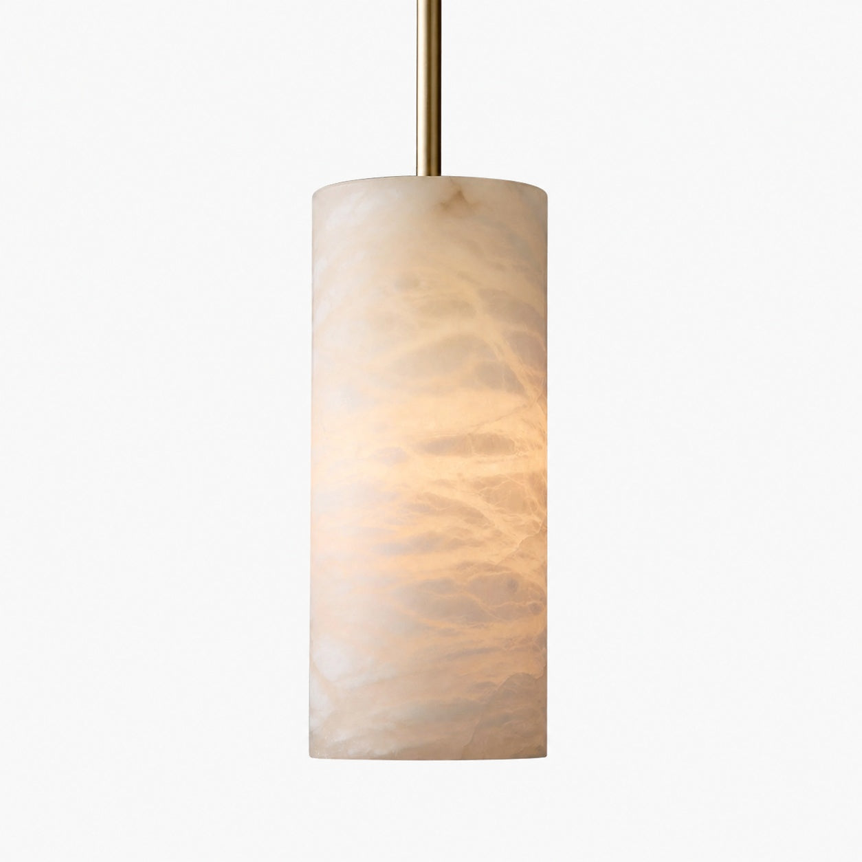 Hand Carved Alabaster Cylinder Pendant Light