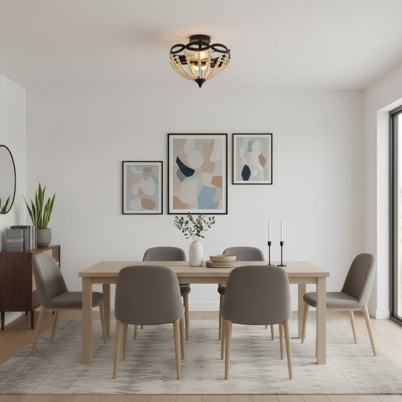 Rustibea Beaded Dome Ceiling Light – Vintage Country for Kitchen