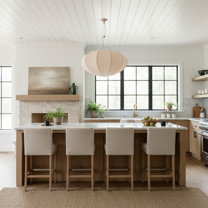 Alvian Adjustable Pendant Light with Linen Shade for Dining Room and Kitchen Island