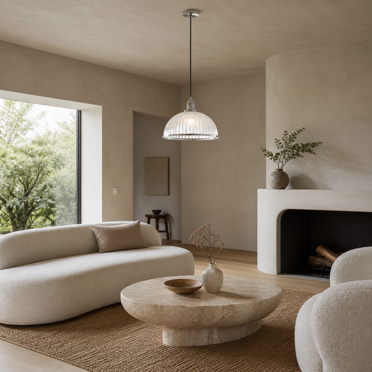 Novera Pendelleuchte aus geripptem Glas, stilvoll und modern, für Schlaf- und Essbereich