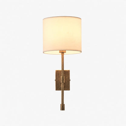 Atticus Fabric Shade Wall Sconce - Modern Brass Wall Light for Bedroom and Hallway