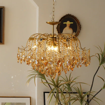 Vintage Sumptuous Teardrop Crystal Chandelier