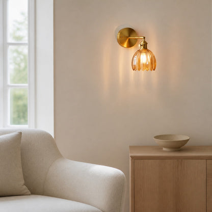 Blossix Floral Tulip Wall Sconce – Modern Wall Lamp Metal Base for Home Interior Lighting U27