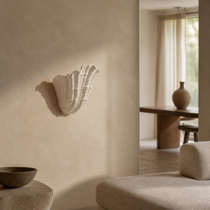 Seavira Organic Seashell Texture Wall Light - Modern Plaster Sconce for Living Room and Entryway