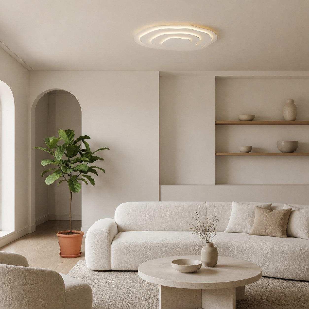 Aeris Mimir Wellenförmige Acryl-Deckenleuchte, moderne minimalistische Aufbauleuchte für Wohnzimmer und Schlafzimmer