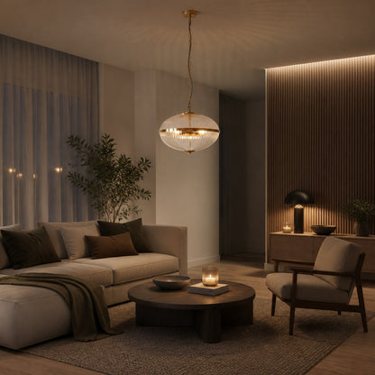 Moderne Luntra Pendelleuchte mit mehreren Leuchten und strukturiertem Glas für Schlafzimmer und Flure
