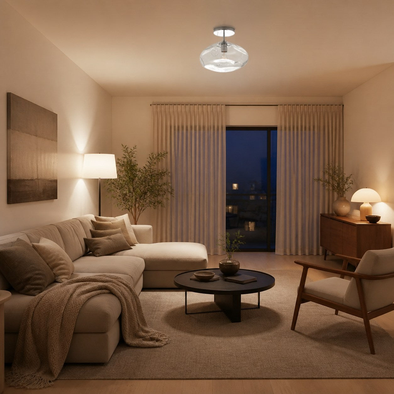 Glissora Deckenleuchte aus reflektierendem Glas – Skulpturales Design, vielseitige Ausführung für Flur und Esszimmer