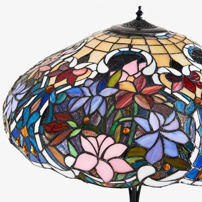 TF Sullivan Tiffany Stehlampe - Florales Buntglasdesign für Arbeits- oder Wohnzimmer