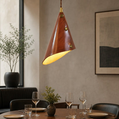 leather pendant lamp detail