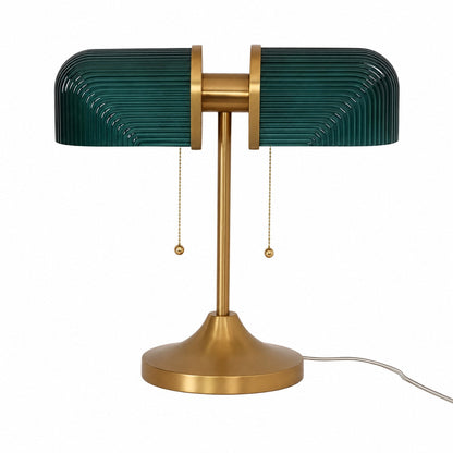 Aurebron Fluted Glass Table Lamp - Modern Decorative Metal Base Table Lamp for Living Room