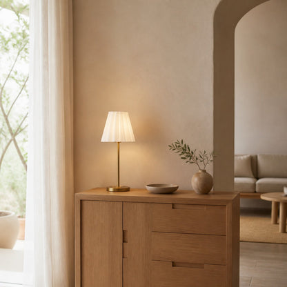 Ruffmeto Transitional Slim Table Lamp – Sculptural Shade Lighting for Living Room or Bedroom