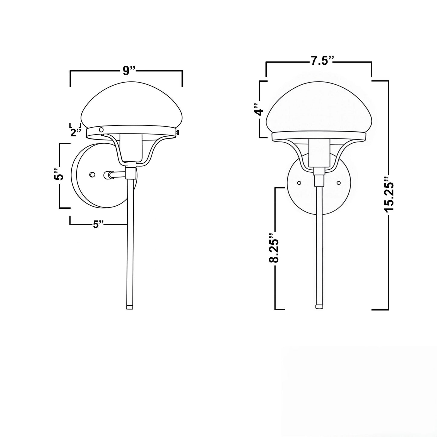 Ornato Luxe Moderne Art Deco Wandleuchte - Opalglas Kugelleuchte - Messing oder Schwarz