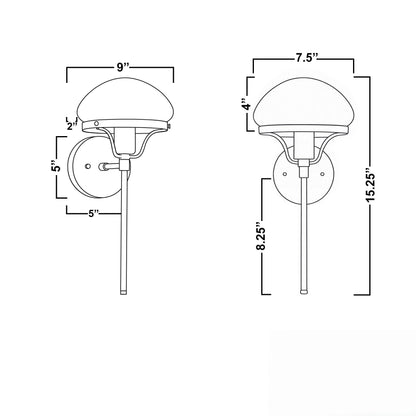 Ornato Luxe Moderne Art Deco Wandleuchte - Opalglas Kugelleuchte - Messing oder Schwarz