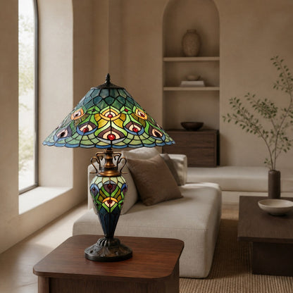 TF Oldbury Desk Lamp - Handcrafted Stained Glass Lamp for Bedroom Reading