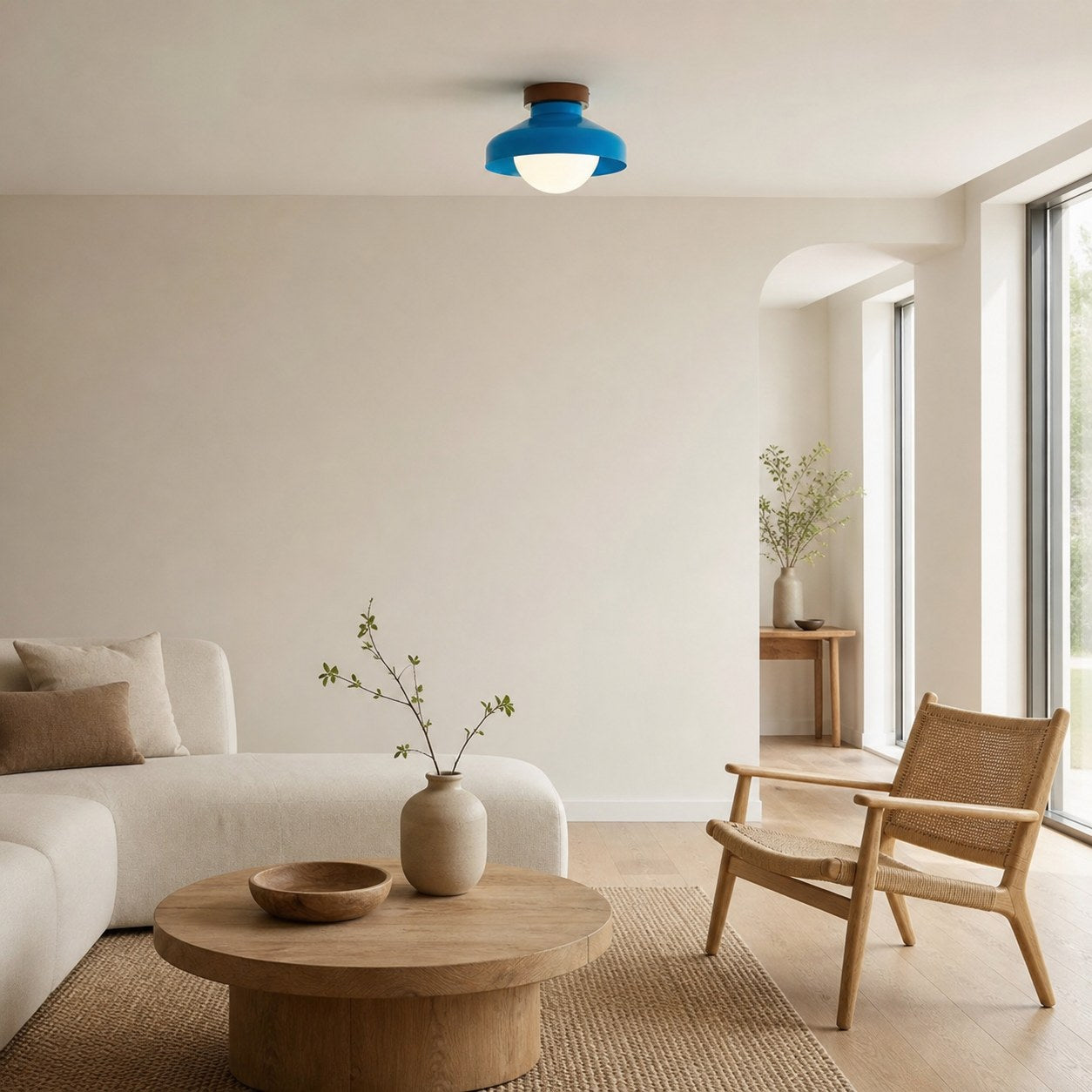 Elystra Modern Ceiling Light Minimalist Glass Shade Metal Fixture for Living Room Kitchen Hallway