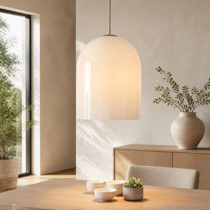 Vega Glas-Hängeleuchte in Champagner-Optik mit Eisenrahmen – Moderne Leuchte mit Glasschirm für Esszimmer oder Küche