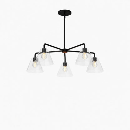Conica Skulpturaler 5-flammiger Kegel-Kronleuchter – Moderne Glasbeleuchtung für Zuhause