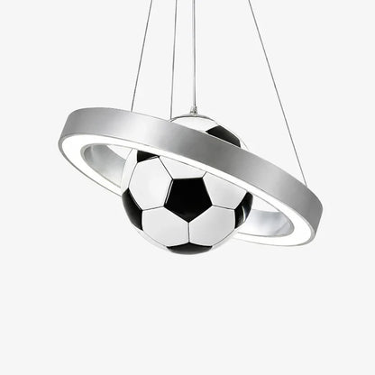 Silver soccer pendant chandelier finish