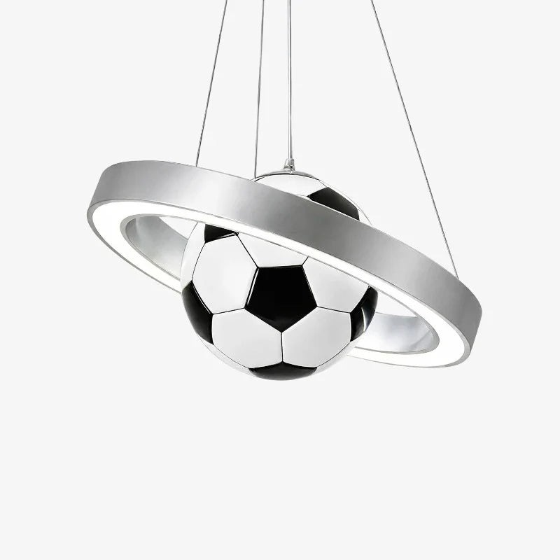Silver soccer pendant chandelier finish